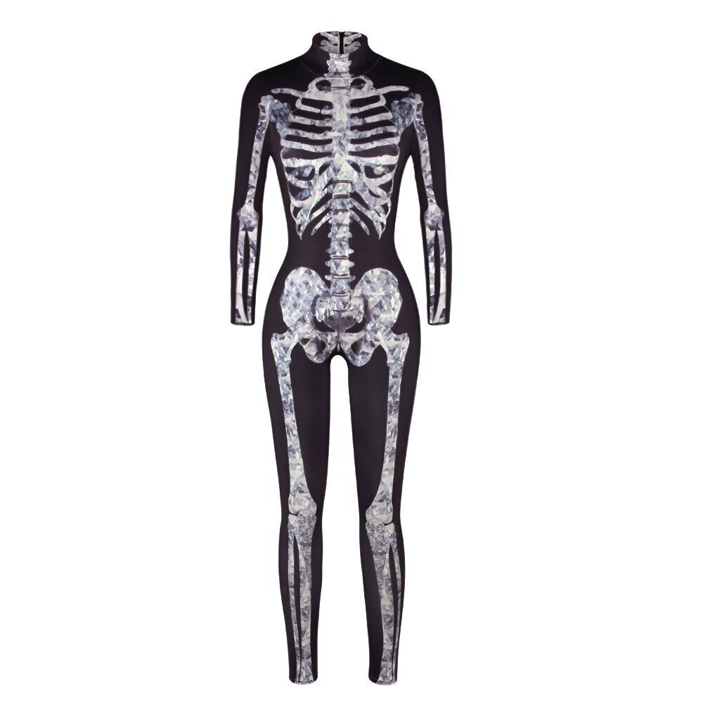 2093 Halloween Costume, Skeleton Jumpsuit for Zombie Party, 3D Printing